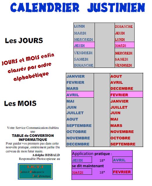 calendrier Justinien